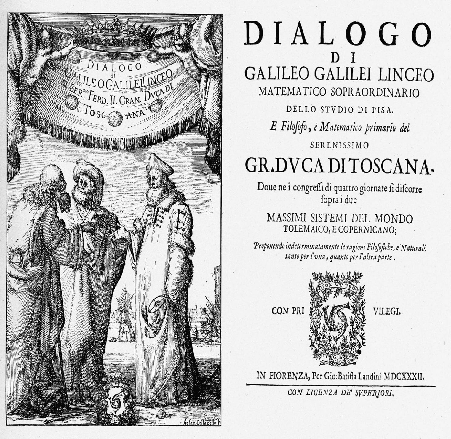 Frontispiece of Galileo's Dialogo, 1632
